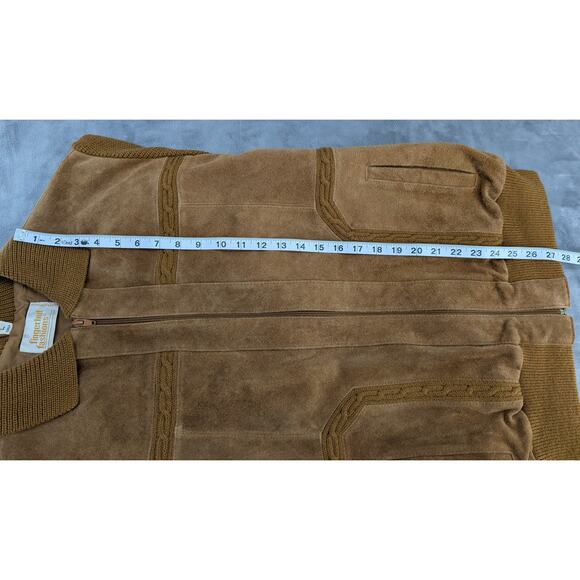 Vintage Fingerhut Fashions split cowhide leather jacket cable knit Large - Picture 9 of 9